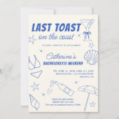 Invitation Toast Dernier Whimsical Sur La Bachelorette Côtièr (Devant)