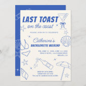 Invitation Toast Dernier Whimsical Sur La Bachelorette Côtièr (Devant / Derrière)