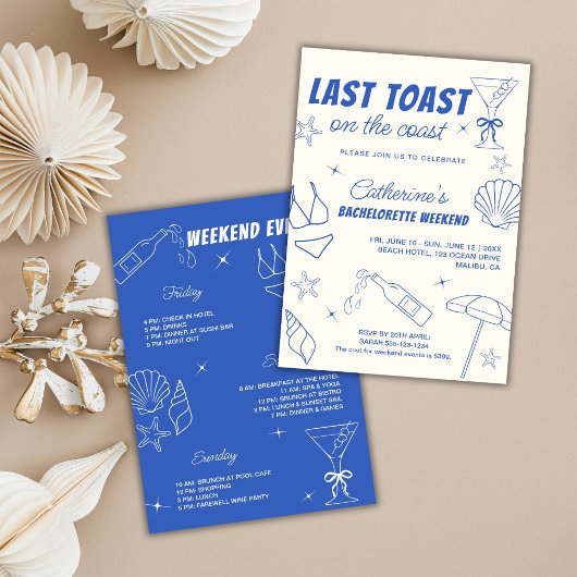 Invitation Toast Dernier Whimsical Sur La Bachelorette Côtièr