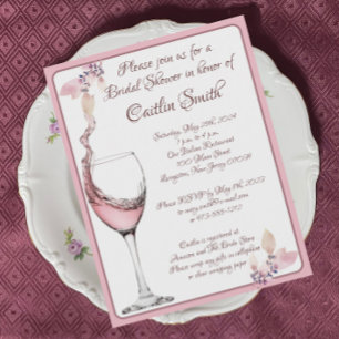 Invitation "Toast floral", Fête des mariées Rose Dusty