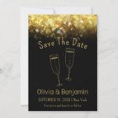 Invitation Toast Gold Parties scintillant Noir Mariage Enregi (Devant)