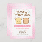 Invitation Toast mignon au Jour de l'An Pun Confetti Party (Devant / Derrière)