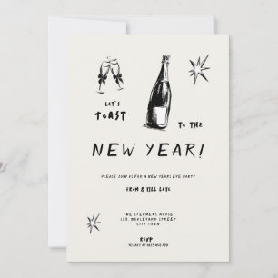 Invitation Toast Moderne à la Nouvelle Année 2026 Typo Gras