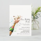 Invitation Toast Pink Champagne Bouteille Douche nuptiale (Debout devant)