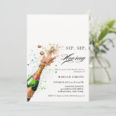 Invitation Toast Pink Champagne Bouteille Douche nuptiale (Debout devant)