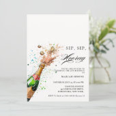 Invitation Toast Pink Champagne Bouteille Douche nuptiale (Debout devant)
