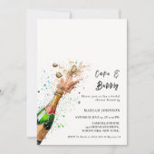 Invitation Toast Pink Champagne Fête des mariées bouteille (Devant)