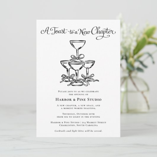 Invitation Toast to a New Chapter | Elegant Business Opening (Debout devant)