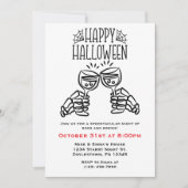 Invitation Toasts de squelette Vin Simple Amusement Halloween (Devant)