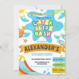 Invitation toboggan aquatique Parc de glissade Bassin Anniver