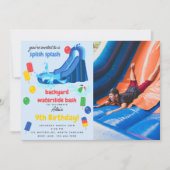Invitation toboggan Eté Splish Splash Photo Anniversaire (Devant)