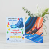 Invitation toboggan Eté Splish Splash Photo Anniversaire (Debout devant)