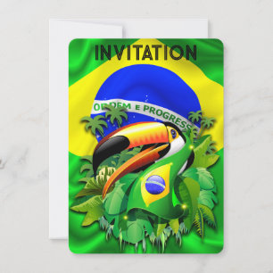 Invitation Toco Toucan avec drapeau brésilien