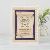 Invitation Toga Party Ancien Ancien Romain Scroll Ivy Anniver (Debout devant)