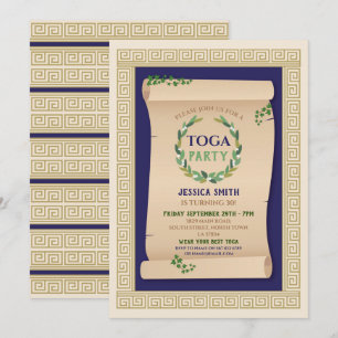 Invitation Toga Party Ancien Ancien Romain Scroll Ivy Anniver