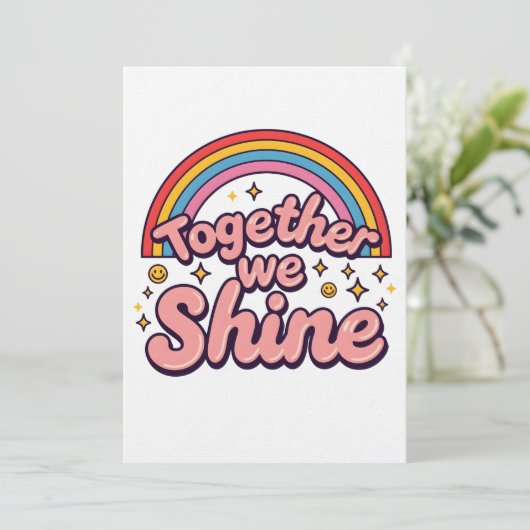 Invitation Together We Shine – Rainbow Retro Pride Quote (Debout devant)