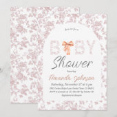 Invitation Toile Arch Blush Bow Baby shower Floral (Devant / Derrière)