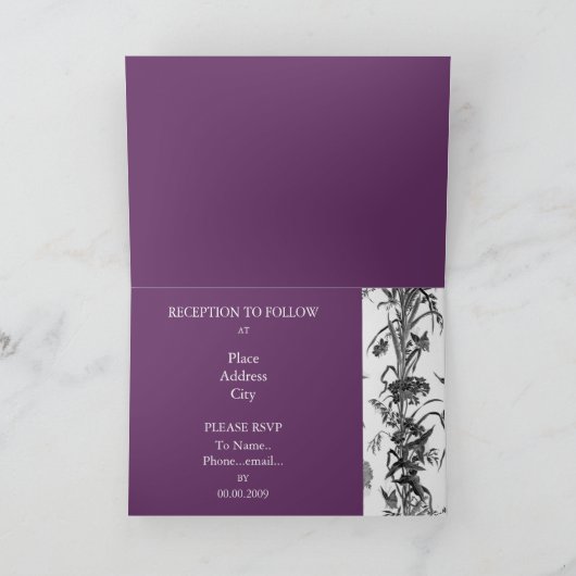 Invitation toile, arrière - plan violet (Intérieur)