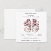 Invitation Toile Baby Booties Baby Shower (Devant / Derrière)