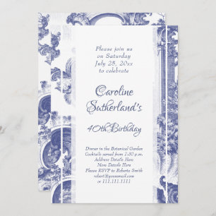 Invitation Toile Baroque Bleue France Anniversaire