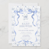 Invitation Toile Bear Baby shower bleu (Devant)