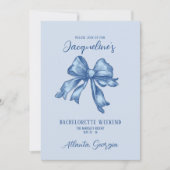 Invitation Toile Bleu Français Coquette Bachelorette (Devant)