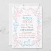 Invitation Toile bleu rose classique jouets Floral Genre Révé (Devant)