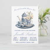 Invitation Toile bleue Chine Victorian Tea Party Fête des mar (Debout devant)