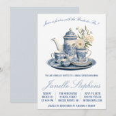 Invitation Toile bleue Chine Victorian Tea Party Fête des mar (Devant / Derrière)