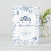 Invitation Toile Bleue Citrouille French Fall Anniversaire (Debout devant)