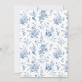 Invitation Toile Bleue De Jouy Baby shower Floral Français (Dos)