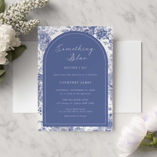 Invitation Toile bleue Fête des mariées bleu français