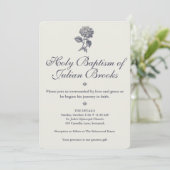 Invitation Toile botanique Hydrangea Chardon bleu Baptême (Debout devant)