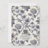 Invitation Toile botanique Hydrangea Chardon bleu Baptême (Dos)