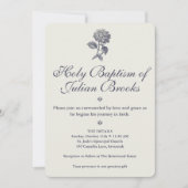 Invitation Toile botanique Hydrangea Chardon bleu Baptême (Devant)