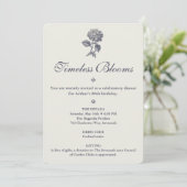 Invitation Toile Botanique Hydrangea Chardon de Mer 80e Anniv (Debout devant)