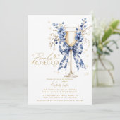 Invitation Toile Bow Floral Pearl & Prosecco Fête des mariées (Debout devant)