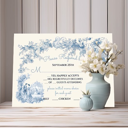Invitation Toile Château Floral Mariage RSVP
