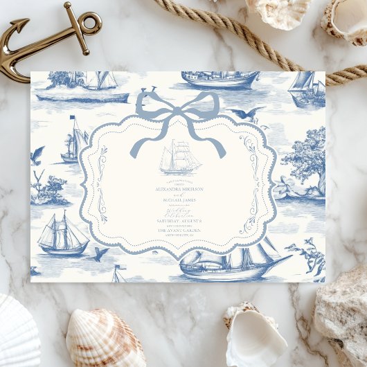 Invitation Toile Chic Mariage de mâchoire nautique