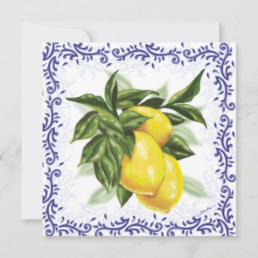 Invitation Toile Citron pour Mariage ou Fêtes (Devant)