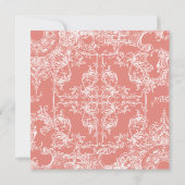 Invitation Toile Damask Swirl Couples Douche Coral rose (Dos)
