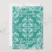 Invitation Toile Damask Swirl Wedding Inviter Turquoise Green (Dos)