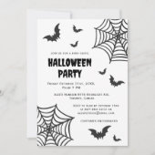 Invitation Toile d'araignée Chauve-souris Halloween Fête Noir (Devant)