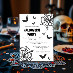 Invitation Toile d'araignée Chauve-souris Halloween Fête Somb