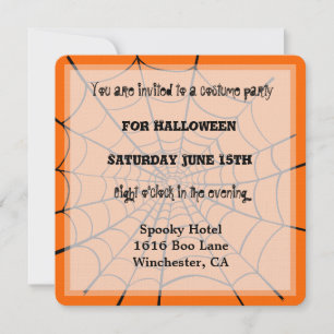 Invitation Toile d'araignée Halloween orange noir épouvantabl