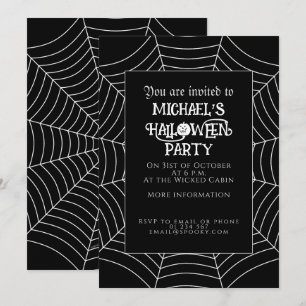 Invitation Toile d'araignée noire et blanche pour soirée Hall