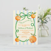 Invitation Toile de Baby shower orange Little Cutie (Debout devant)