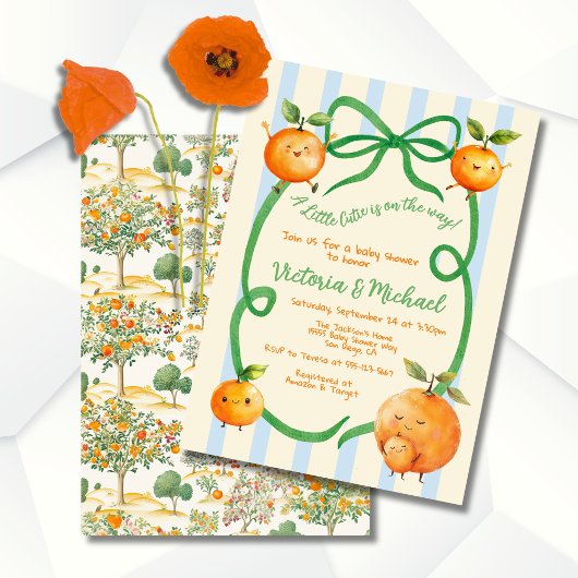 Invitation Toile de Baby shower orange Little Cutie