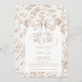 Invitation Toile de Bow Beige Elle noue La Fête des mariées d (Devant / Derrière)