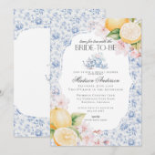 Invitation Toile de Fête des mariées Blue Chinoiserie Tea Par (Devant / Derrière)